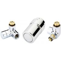 013G4003 Danfoss Комплект для правого підключення радіатора, хромований: запірний клапан RA-URX, термостатичний клапан RLV-X, термоелемент RAX