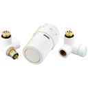 013G4008 Danfoss Комплект для лівого підключення радіатора, білий RAL9016: запірний клапан RA-URX, термостатичний клапан RLV-X, термоелемент RAX