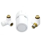 013G4136 Danfoss Комплект для правого підключення радіатора, білий RAL9016: запірний клапан RA-URX, термостатичний клапан RLV-X, термоелемент RTX