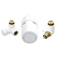 013G4137 Danfoss Комплект для лівого підключення радіатора, білий RAL9016: запірний клапан RA-URX, термостатичний клапан RLV-X, термоелемент RTX