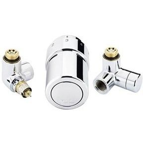 013G4133 Danfoss Комплект для лівого підключення радіатора, хромований: запірний клапан RA-URX, термостатичний клапан RLV-X, термоелемент RTX