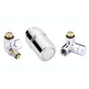 013G4004 Danfoss Комплект для лівого підключення радіатора, хромований: запірний клапан RA-URX, термостатичний клапан RLV-X, термоелемент RAX