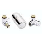 013G4004 Danfoss Комплект для лівого підключення радіатора, хромований: запірний клапан RA-URX, термостатичний клапан RLV-X, термоелемент RAX