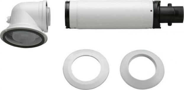 Bosch AZB 916. Горизонтальный коаксиальный комплект Ф60/100 (колено 90° + удлинитель 990-1200 мм) (7736995011)