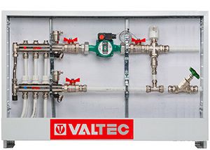 Valtec VTc.586.EMNX.0603 Колекторна група НЕРЖ з вбуд. витрат. у зборі з насосом Wilo Star-RS 25/6-130, 1х2 вих. З вузлом VT.DUAL.0.130 Шафа колекторна + євроконуса
