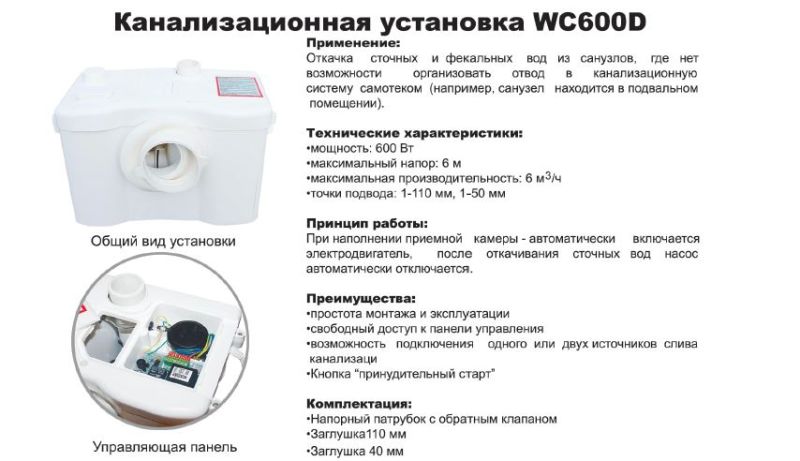 Канализационная установка VOLKS pumpe WC3 ( сололифт )