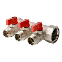 Valtec VTc.580 колектор регул. Нар.різьба 3в..х3/4`х1/2` Нікель