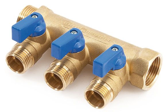 General Fittings колектор для води з кранами 3/4`х3/4` на 3 виходи (630057N0505B3H)