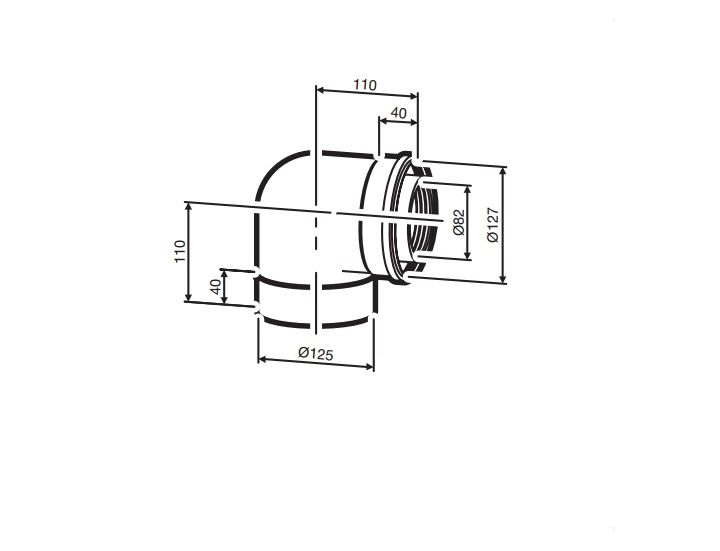 Buderus (конд.) AZB 607/1 Коаксіальне відведення 90°, Ф 80/125 мм (7719002766)