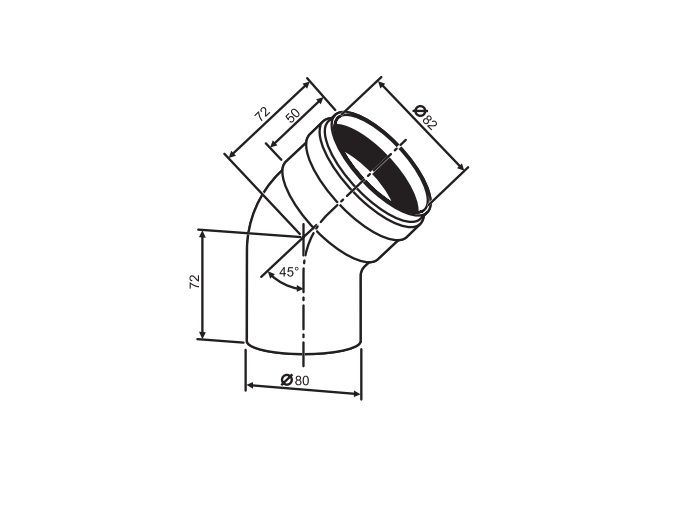 Buderus Отвод, Ф 80/ 45° Buderus (7736995106)