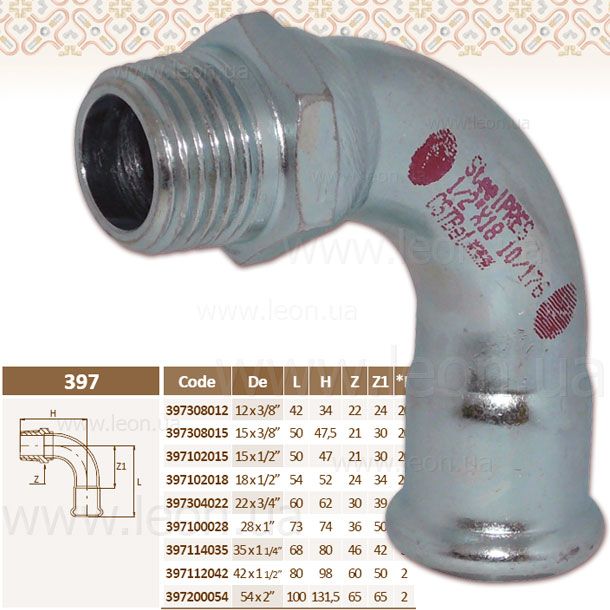 Коліно 90' 2` НР х54 STEEL