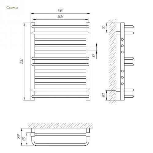 Сушка для рушників Laris Гермес П12 500х700 mm