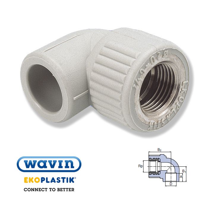Wavin Ekoplastik Поліпропіленовий кут 90*с МРВ25x1/2 R
