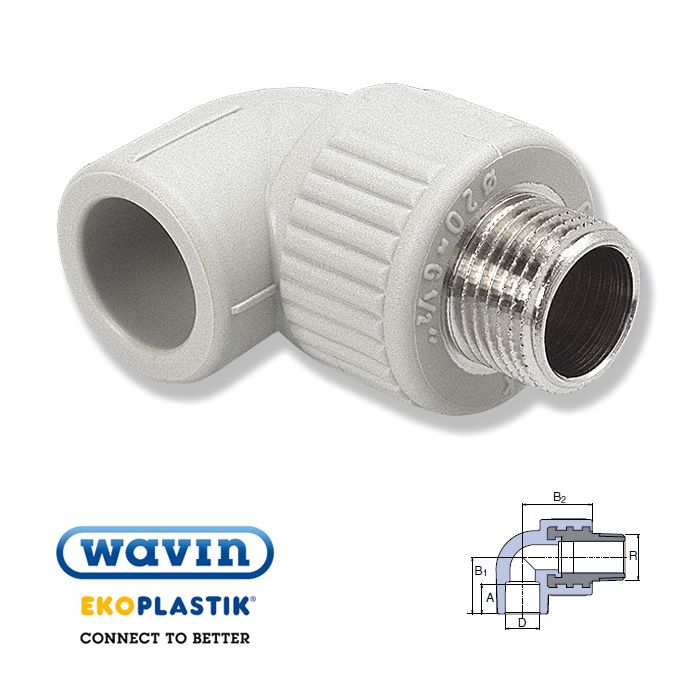 Wavin Ekoplastik Поліпропіленовий кут 90*с МРН32x1 R