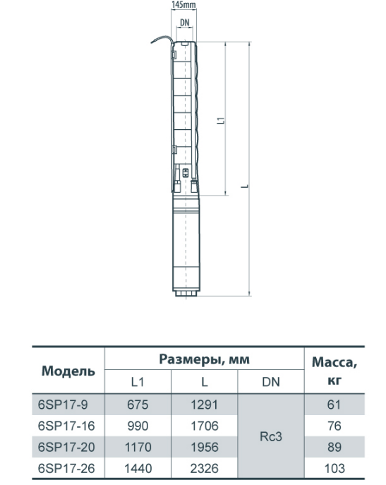 Глубинный насос Sprut 6SP17-26