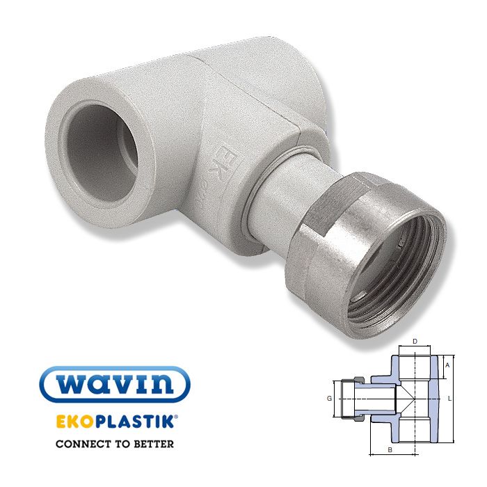 Wavin Ekoplastik Поліпропіленовий трійник -перехід з НГ 25x1 Rx25