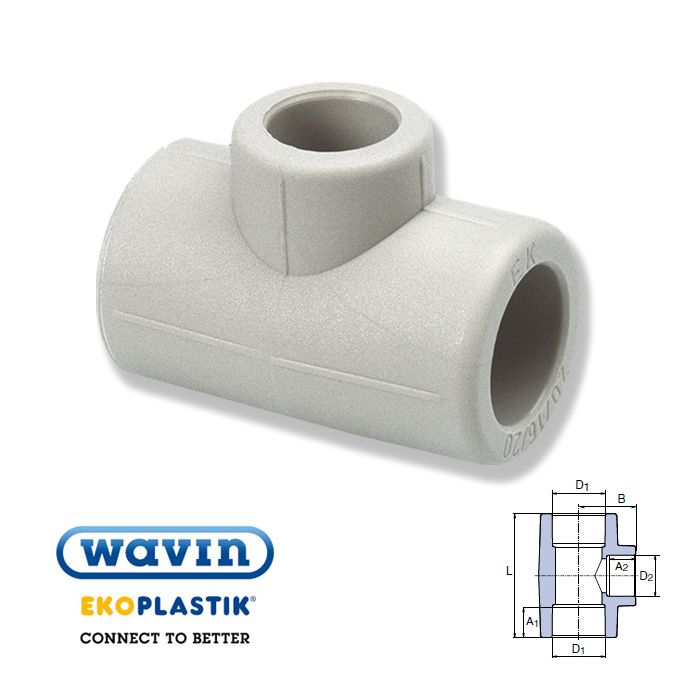 Wavin Ekoplastik Поліпропіленовий трійник редукційний 63x32x63