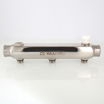 VTc.510.SS.060405 Valtec Колектор з нерж. сталі, з м-о розчинних. 100мм, 1 `х 5 вих. 1/2` нар.